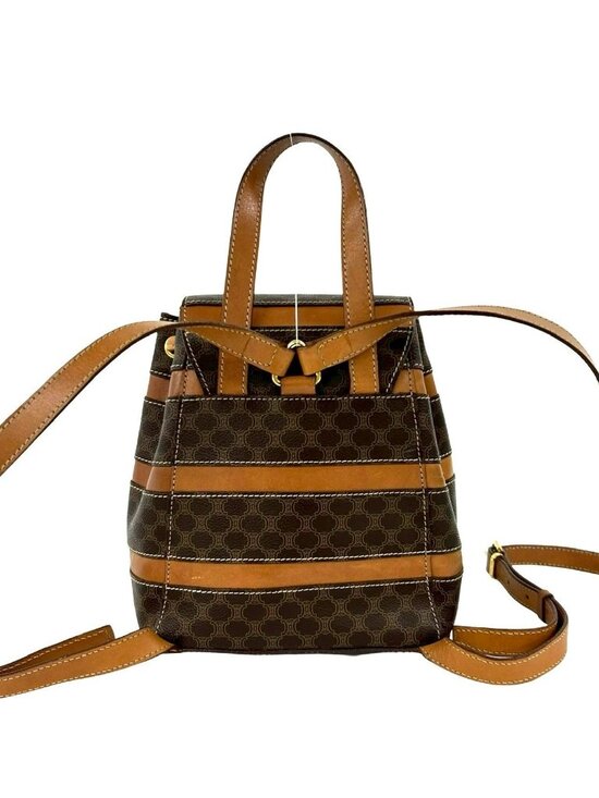 Celine Vintage Macadam Blason Triomphe Pattern Leather Drawstring Mini Backpack main image 5
